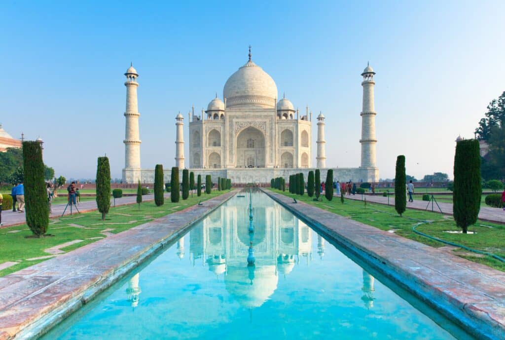 The view of Taj Mahal at sunrise, Agra, India.